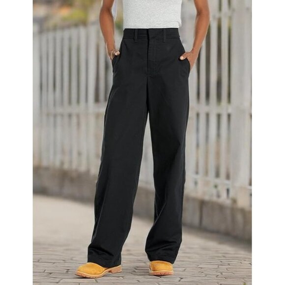 Dickies High Rise Wide Leg Twill Pants black NEW 36R (16) work trouser flat - Picture 5 of 7